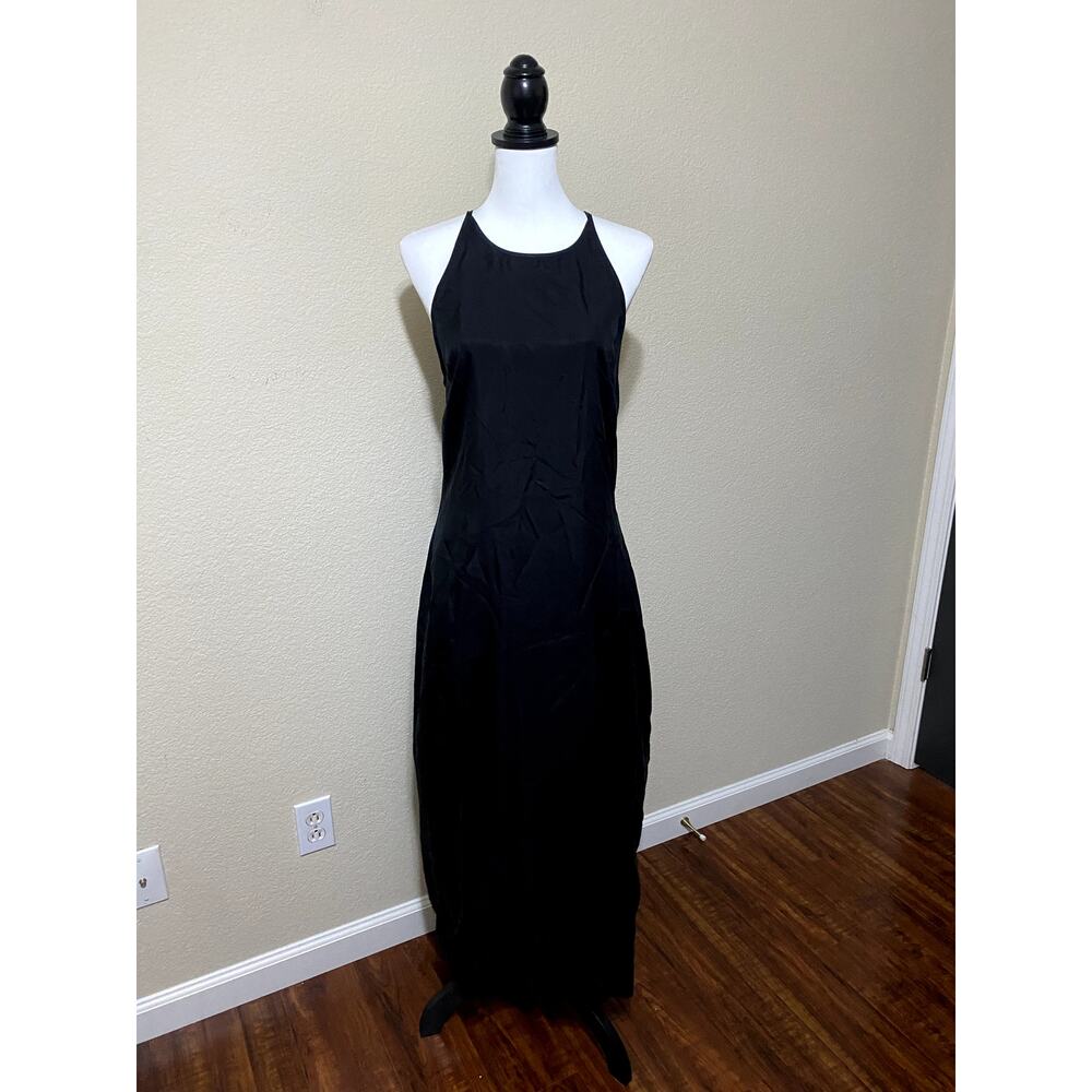 Madewell Dress Women 12 Black Crisscross Midi Slip 90s Minimalist Classic Summer - Picture 3 of 10